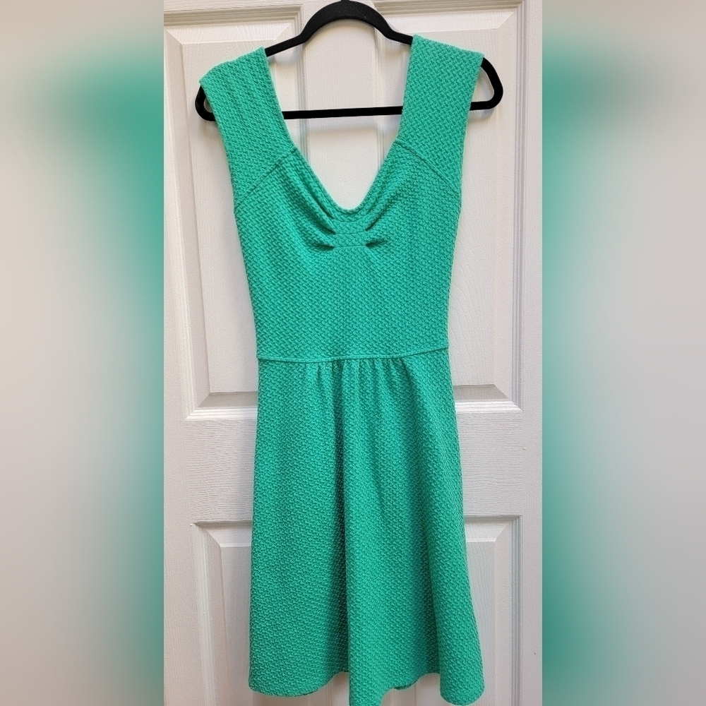 Anthropologie Postmark Green Cross Back Textured Dress Size 10
